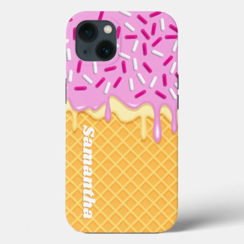 Ice Cream Kawaii Waffle Cone Popsicle iPhone 13 Case