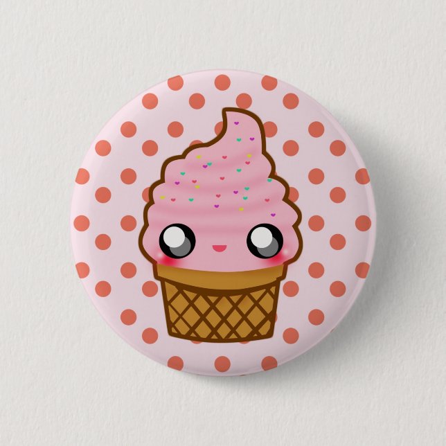Ice Cream KawaiiGoods.Com Logo Pinback Button (Front)