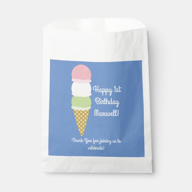 Ice Cream Kid's Birthday Party Favor Bag (Front)