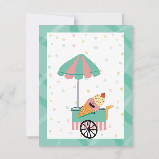 Ice Cream Kids Birthday Party Thank You Card (Front)