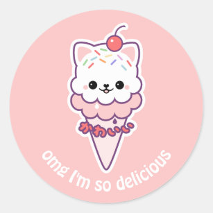 Adorable Cute Kawaii Summer Ice Cream Cartoon Emoji - Double Scoop Vin –  Shinobi Stickers