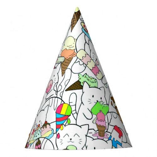 Ice Cream Kitty Cute Kawaii Cats Paper Party Hat