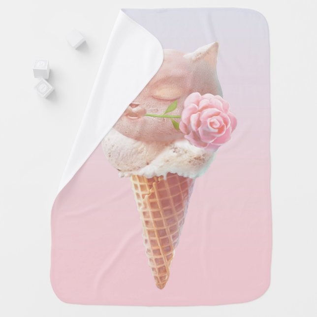 Ice Cream Kitty – Rosy & Dreamy Baby Blanket (In Situ)