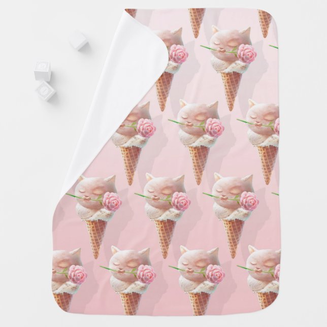 Ice Cream Kitty – Rosy & Dreamy Baby Blanket (In Situ)