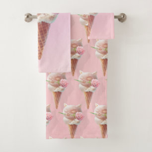 Ice Cream Kitty – Rosy & Dreamy Bath Towel Set