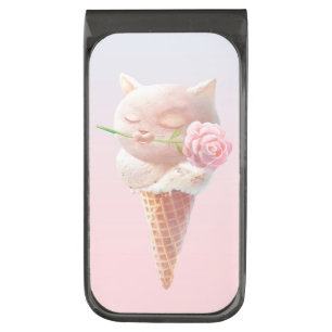 Ice Cream Kitty – Rosy & Dreamy Gunmetal Finish Money Clip