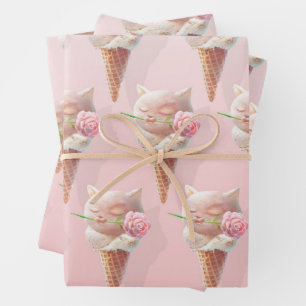 Ice Cream Kitty – Rosy & Dreamy Wrapping Paper Sheets