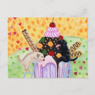 Ice Cream Labradors Postcard
