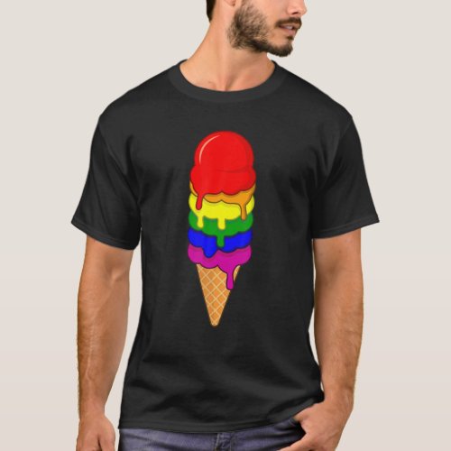 Ice Cream LGBT Pride Month LGBTQ Rainbow Flag T_Shirt