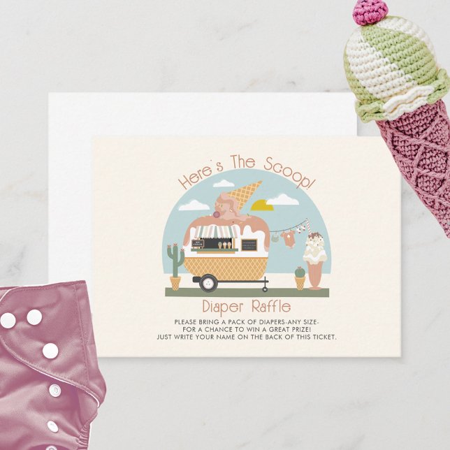 Ice Cream Light Pink Baby Shower Diaper Raffle Enclosure Card (Creator Uploaded)