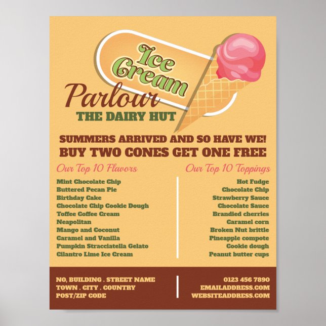 Ice Cream Logo, Ice Cream Parlor Advertising Poster (Front)