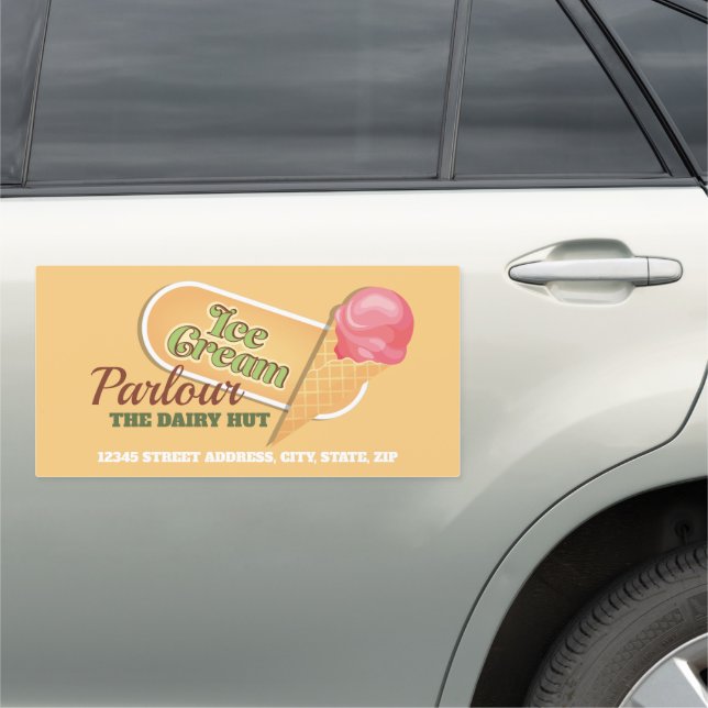 Ice Cream Logo, Ice Cream Parlor Car Magnet (In Situ)