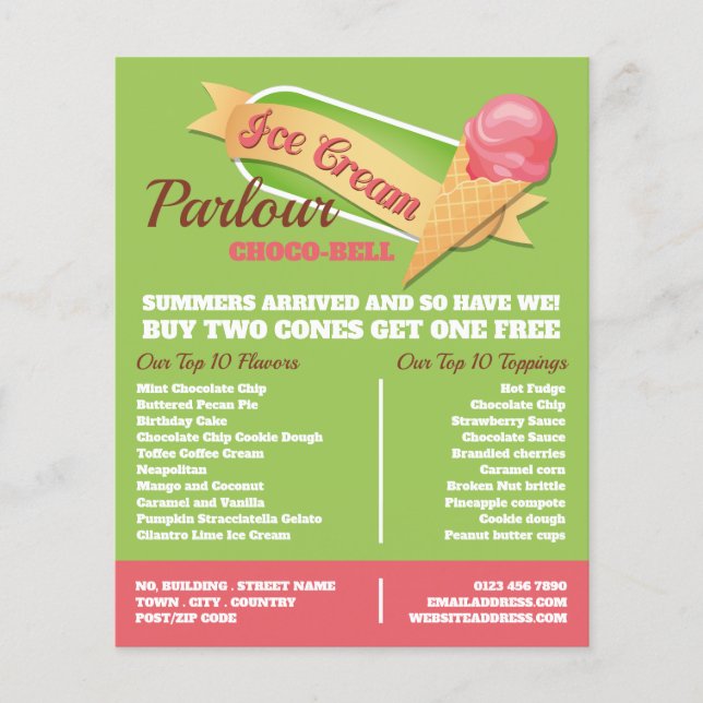 Ice Cream Logo, Ice Cream Parlour Advertising Flyer (Front)