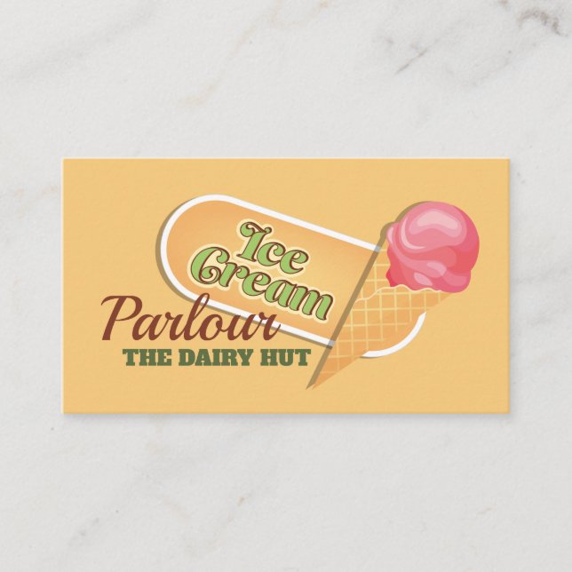 Ice Cream Logo, Ice Cream Parlour Business Card (Front)