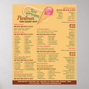 Ice Cream Logo, Ice Cream Parlour Menu Poster