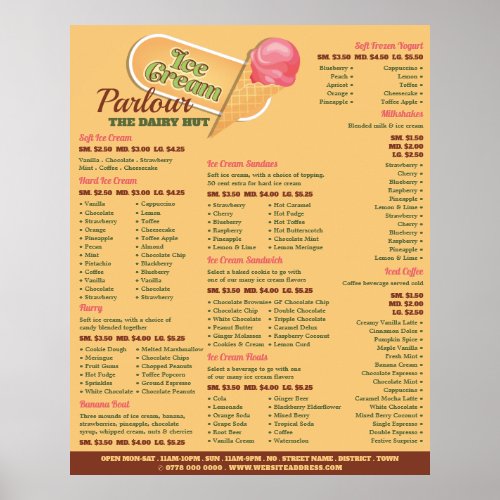 Ice Cream Logo Ice Cream Parlour Menu Poster