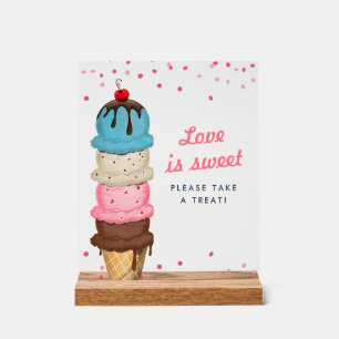 Ice Cream Love Is Sweet Take A Treat Bridal Shower Acrylic Sign