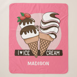 Ice Cream Lover custom name & color blankets