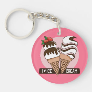 Ice Cream Lover custom text & color key chains