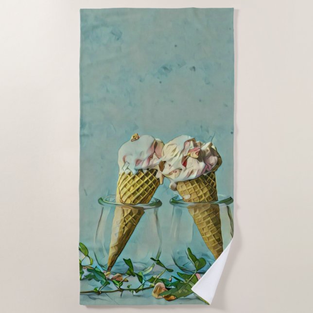 Ice cream lover gift beach towel (Front)