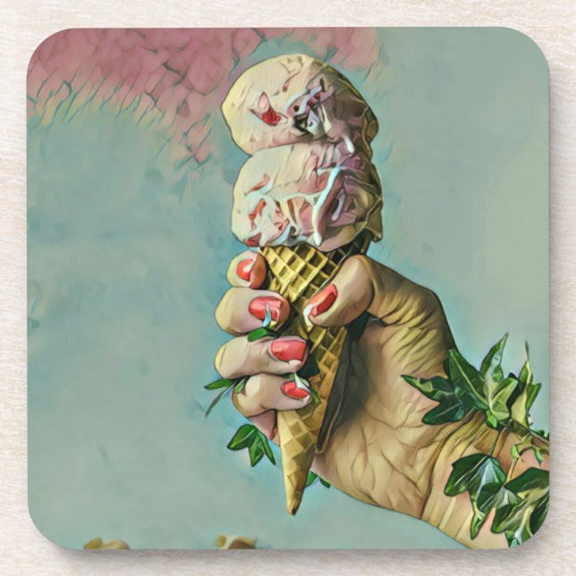 Ice cream lover gift beverage coaster (Front)