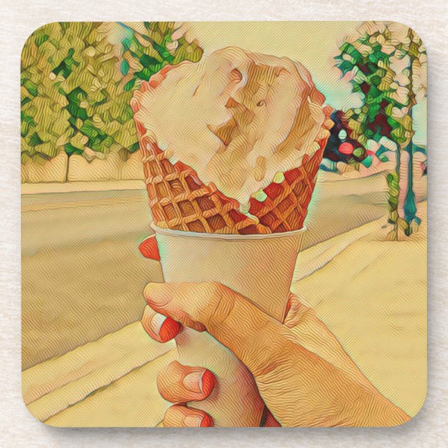 Ice cream lover gift beverage coaster (Front)