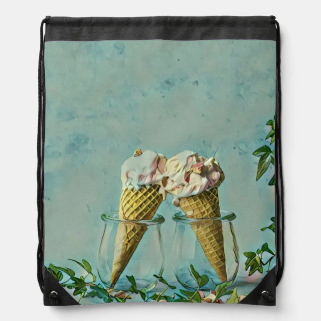 Ice cream lover gift drawstring bag (Front)