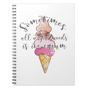 Unicorn & Ice Cream Pink Print Spiral Sketchbook