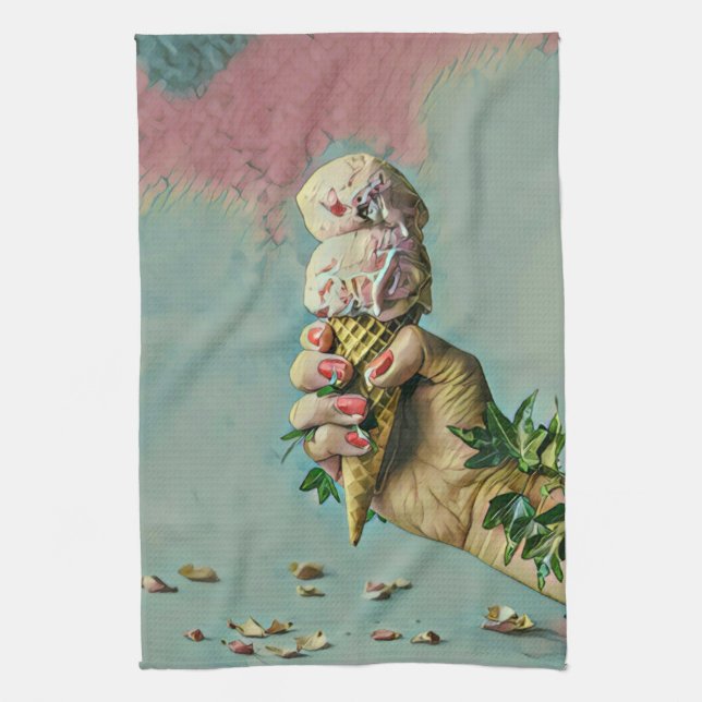 Ice cream lover gift kitchen towel (Vertical)