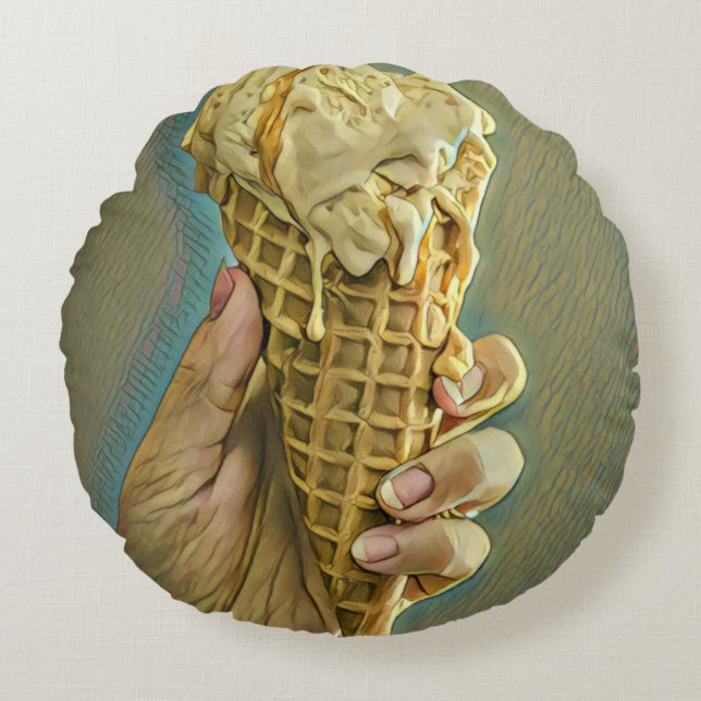 Ice cream lover gift round pillow (Front)