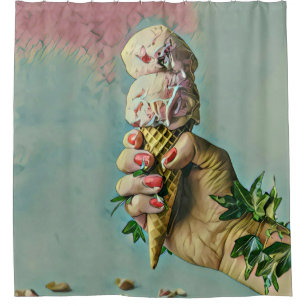 Ice cream lover gift shower curtain