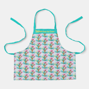 Ice Cream Lover Kids Personalized Name Apron