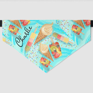 Ice cream loving dog pet bandana collar
