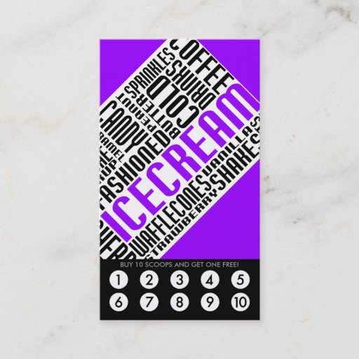 Customizable ice cream loyalty (wordWEBs) Business Cards