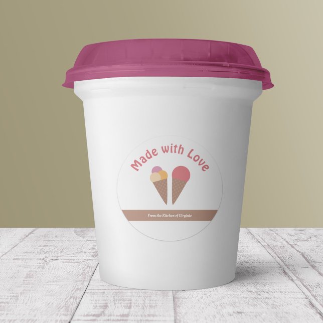 Ice Cream Made with Love Label Sticker (Ice Cream Made with Love Label Sticker)