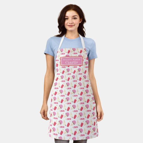 Ice cream maker personalized lolly cones pattern apron