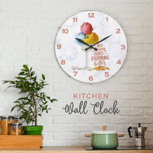 Ice cream makes everything better minimalist large clock