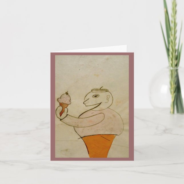 Ice Cream Man Note card, by Brad Hines Card (Front)