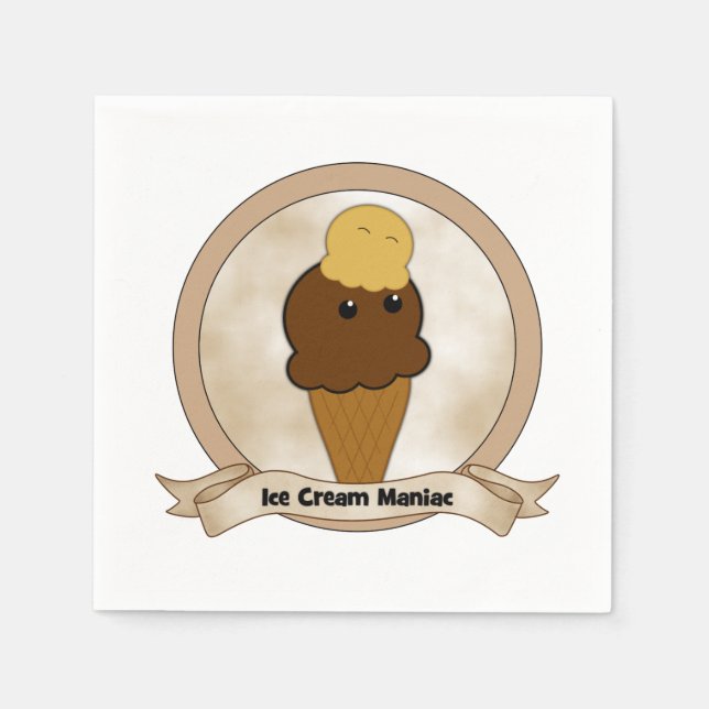 Ice Cream Maniac Paper Napkins (Front)