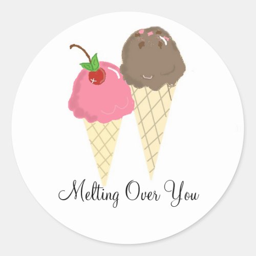 Ice Cream _  Melting Over You Classic Round Sticker