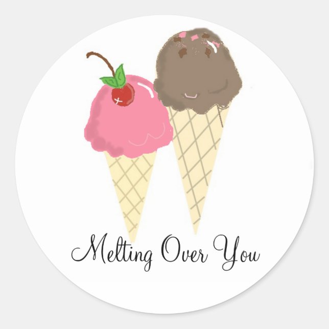 Ice Cream -  Melting Over You Classic Round Sticker (Front)