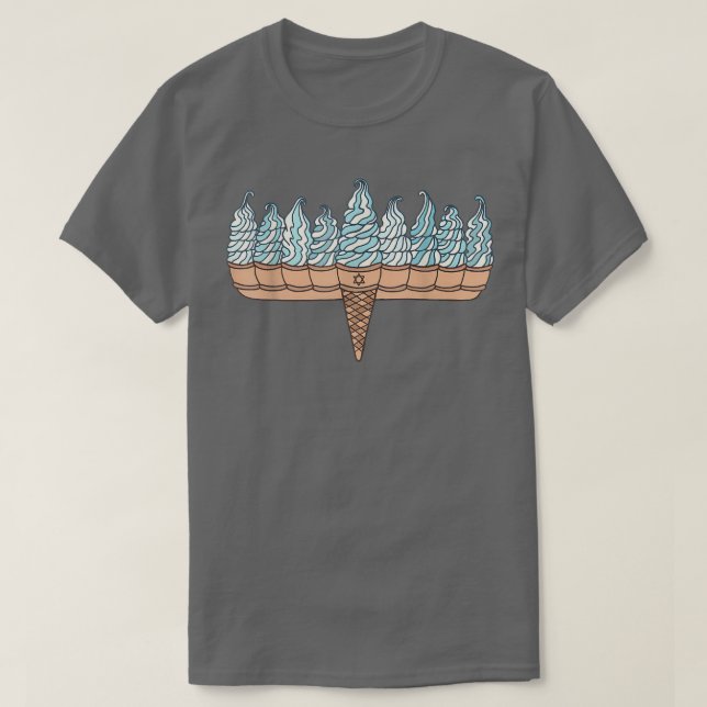 Ice Cream Menorah Hanukkah  Jewish Holiday  T-Shirt (Design Front)