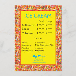 Ice Cream Menu Sprinkles Border