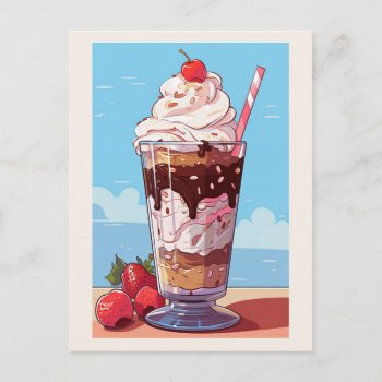 Ice Cream Milkshake Postcard by PizzaRiia at Zazzle