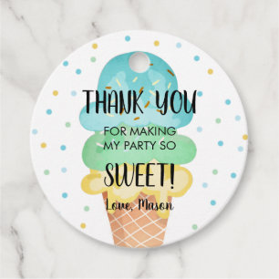 Ice Cream Mint Blue Yellow Sweet Boy Birthday Favor Tags