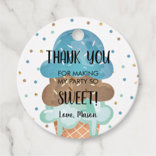 Ice Cream Mint Chocolate Boy Birthday Favor Gift Tags
