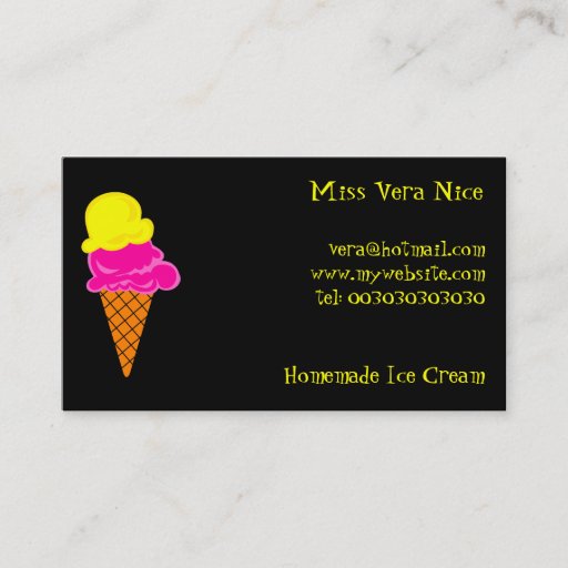Customizable Ice Cream, Miss Vera Nice, Business Card Template