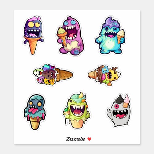 Ice cream monsters pt 2 Custom_Cut Vinyl Stickers