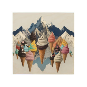 Ice Cream Mountains Wood Wall Art