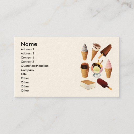Customizable Ice Cream, Name, Address 1, Address 2, Contact ... Business Cards